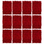 BLOSMON Artificial Flower Wall Hydrangea Decoration 12 Pcs Red Fake Flowers Panel Silk Plastic Floral Arrangements Backdrop Screening Walls for Outdoor Indoor Wedding Home Room Party Balcony Decor