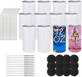 JYLJINGYULI 12 Pack 12 oz Sublimation Tumblers Blanks, 12oz Sublimation Tumbler Cups Blank Bulk, Straight Skinny Insulated Cup Stainless Steel Water Bottle with Lid and Straw for Craft DIY…