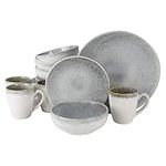 Gibson Elite Kashmir Round Reactive Glaze Stoneware, Dinnerware Set, Service for Four (16pcs), White