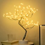 Nisco 20" Tabletop Bonsai Tree Light with 108 LED Silver Wire String Lights, Good Luck Plant, DIY Artificial Tree Lamp, Battery/USB Operated, for Bedroom Desktop Christmas Party Indoor Decoration Lights (Warm White)