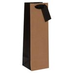 Glick Luxury Gift Bag, Bottle Bag, Celebration Gift Bag, Kraft Gift Bag, Gift Wrap Bottle Bag, 110 x 340 x 100mm, Brown & Black