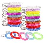 Tesion 100 Pcs Colorful Flexible Spiral Wrist Coil Keychain Stretchable Coil Spring Wristband Wrist Coil Key Ring for Office, Workshop, Shopping Mall, Sauna, Gym,Pool,ID Badge