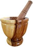 Thailand Wood Mortar with Pestle Grinding, Wooden Krok for Papaya Salad Somtum Mixer Cookware Food Home Thai Kitchen Tool (9 inches)