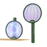 Foldable Swivel Mosquito Racket, UV Light Lamp Electric Fly Swatter Bug Zapper, 2 in 1 Mosquito Bat USB Rechargeable, Hangable Mosquito Swatter w/Long Lasting Lithium-ion Battery