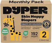 DYPER - Baby Diapers Hypoallergenic Cloth Alternative Day & Overnight Protection - Made with Plant-Based* & Honest Ingredients - Size 2 (192 Count)