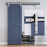 EaseLife 5 FT Heavy Duty Brushed Nickle Sliding Barn Door Hardware Track Kit,Modern,Sturdy,Slide Smoothly Quietly,Easy Install,Fit 26"~30" Wide Door (5FT Track Single Door Kit)