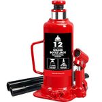 Jack Boss Bottle Jack 12 Ton (26,400 LBs) Hydraulic Car Jack, Fit for Auto Truck Repair and House Lift, Red