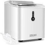 Countertop Ice Maker, 9 Thick Bullet-Shaped Ice Cubes Ready in 9 Mins, 26.5Lbs in 24Hrs, KUMIO Portable Ice Maker Machine with Ice Scoop and Basket for Home/Kitchen/Party, White