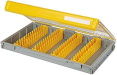 Plano Edge 3700 Vertical Jig & Spybait Box Tackle Storage, Gray and Yellow, Holds Up to 52 Vertical Baits, Rust-Resistant and Waterproof Bait Organizer Box