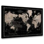 Vintage World Map Canvas Wall Art Retro Map of The World Canvas Prints Framed and Stretched for Living Room Ready to Hang 35''x24''