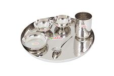 HAZEL Stainless Steel Dinner Set (Hammered Finish Dinner Set, 6 pcs)