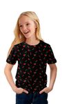 Stories.Label Girl's Cotton Printed T-Shirts, Fashion Tshirt Tops for Kids Girl (Black, 11-12 Years)