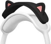 kwmobile Cat Ear Headphone Cover Compatible with Apple AirPods Max Headphones - Silicone Headband Covers - Cute Gaming Accessories - Black/Dark Pink