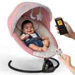 BAYBEE Automatic Electric Swing Cradle for New Born Baby with Adjustable Swing Speed, Remote | Infant Rocker, with Mosquito Net, Safety Belt, Music, & Toys | Swing for Baby (Pink)