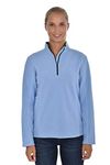 Swiss Alps Womens Quarter Zip Performance Polar Fleece Pullover Sweatshirt, Light Blue, XL