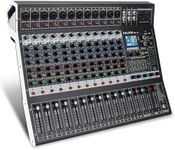 FULODE 12-Channel Bluetooth Studio Audio Mixer 99 Bit DSP Digital Processor w/USB MP3 for PC Recording Input, RCA, XLR Microphone Jack, 48V Power, For Professional and Beginners DJ Mixer