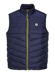 JACK & JONES Men's Jjehero Bodywarmer Collar Noos Vest, Navy Blazer/Detail: Safety Yellow Contrast Zip, XL