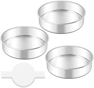 LIANYU 8 Inch Cake Pan Set of 3, Stainless Steel Round Baking Pans with 90 PCS Parchment Paper, Non Toxic Bakeware Tins for Layer Birthday Wedding Cake, Leak-proof & Dishwasher Safe