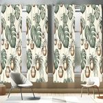 Ambesonne Tropical Window Curtains Pack of 2, Modern Greenery Monstera Leaves and Flowerpots Illustration Bohemian, Lightweight Set with Rod Pocket, 4 Panels of - 28" x 84", Laurel Green Dark Khaki