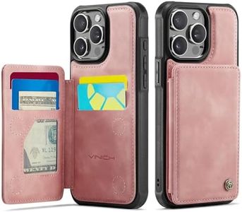 Vinich for iPhone 15 Pro Max Wallet Case with Card Holder, RFID Blocking Credit Slots Kickstand Shockproof Phone Cover for Women Men, Rose Pink