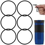 6pcs Rubber Seal Lid Gaskets Replacement Compatible with 16 & 20 oz Contigo Snapseal Byron Travel Mugs Ring Leak-Proof Seal Lid Gasket Replacement Part for Contigo Coffee Travel Tumbler(Black)