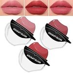 3 Colors Lazy Lipstick,Matte Lipstick Set,Waterproof Long Lasting Non-stick Cup Velvet Lip Gloss Lazy Lip Makeup Gift Set,High Pigmented,Easy to Color Lip Shape Lipstick for Women