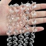 JaneYi 12 Pieces 30cm Clear Crystal Bead Strands 14mm Sparkly K9 Crystal Glass Octagon Beads Chandelier Lamp Bead Chain Hanging Ornament for DIY Christmas Tree Wedding Door Curtain Jewelry Decoration