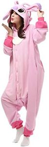 ROYAL WIND Adult Stich Costume Onesie Animal Pajamas Halloween Cosplay Costumes Sleepwear Homewear Party Wear, Pink Sti, Small