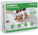 Gogreen Bamboo Rayon Waterproof Mattress Protector, Stretchable Queen Mattress Protector Fit up to 16", Super Soft Mattress Cover Queen Size Bed Warm Mattress Protector, Breathable Bed Cover White