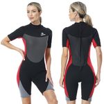 Owntop Shorty Wetsuit Women 3mm Neoprene Wet Suit for Diving Surfing Swimming Kayaking (Women's Red, XS)