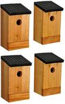 Traditional Wooden Birds Nest Box Bird House Pack of 4