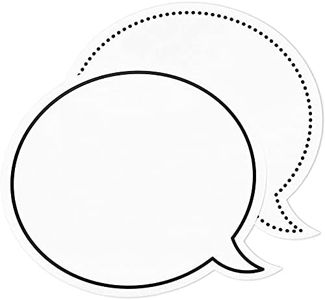 Juvale 48 Pack Dry Erase Speech Bubble Cutouts for Bulletin Boards, Classroom Teaching Supplies, Available in 2 Designs, Solid and Dotted Outline, Laminated Erasable (9 x 8 Inches)