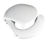 Big John 2445263-3W Oversized Open Front Toilet Seat with Cover and Stainless Steel Hinges for Round or Elongated Toilet Bowls, White