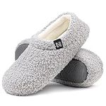 RockDove Women's Teddy Fleece Closed Back Indoor Slipper, Size 5-6 US Women, Light Gray