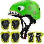 Niftii Kids Helmet with Pads - Adjustable Multi-Sport Complete Safety Gear for Cycling, Skateboarding & Scooting - Ideal for Boys & Girls Ages 3-15 - Kids Bike Helmet Set, Dino