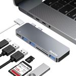 USB C Hub, 6 in 1 Aluminum Type C Hub Adapter, with 3 USB 3.0 Ports, TF/SD Card Reader, USB-C Power Delivery for MacBook Pro 13″ and 15″ 2016/2017/2018