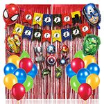 Party Propz SuperHero Birthday Decoration Items - 35 Pcs, Super Hero Theme Birthday Decorations Kids | Superhero Birthday Decorations Kit | SuperHero Foil Balloons | Happy Birthday Decoration for Boys