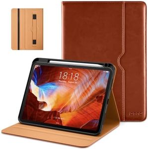 DTTO for iPad Pro 11 inch Case (M4) 2024, Premium Leather Business Folio Stand Cover with Pencil Holder - Auto Wake/Sleep and Multiple Viewing Angles, Brown