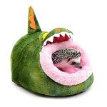 Winterworm Soft Plush Pet Cave Pet Bed with Removable Pad for Hamster Hedgehog Guinea Pig Baby Cat (Crocodile, S)