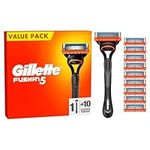 Gillette Fusion5 Men's Razor + 10 Razor Blade Refills with Precision Trimmer, 5 Anti-Friction Razor Blades