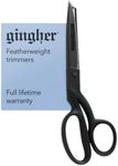 Gingher Featherweight Bent Handle Scissors - 8" Stainless Steel Shears - Sharp Fabric Scissors - Black