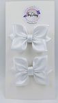 TinyShiny_Satin Ribbon Girls Bow, Bows for Babies, Girls Hair Accessory, Woman hair accessory, Medium size Bow - Set of 2 (White)