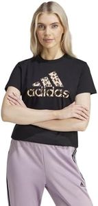 adidas Donna Animal Print Graphic Tee, Black, M