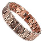 RainSo 99.99% Soild Copper Bracelets for Men - 3500 Gauss Adjustable Magnetic Bracelets Men with Ultra Strength Magnets, Luxury Gift Box Presentation & Removal Tool