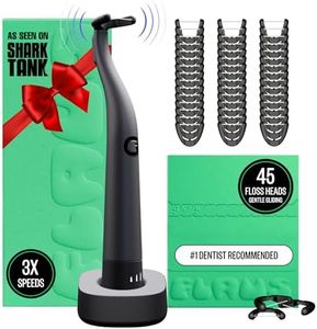 FLAUS Electric Flosser (Gentle Glide) - Shark Tank + Oprah's List - Water Floss Alternative - Dental Plaque Remover for Adults - Easy Vibration Power Flossing - Safe Portable Gum + Teeth Cleaning Tool