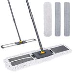 Almcmy Commercial Dust Mop, 32" Microfiber Floor Mop with 61" Telescopic Handle, Total 3 Washable Mop Pads, Wet & Dry Mop for Hardwood Tile Marble Laminate Floor Cleaning