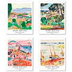 Berkin Arts Wall Art Unframed Prints Giclee Art Paper Set of 4, 11x14 inch Landscape Artwork, Bathroom Decoration Botanical Leaf Multicolor Classic Housewarming Gift Henri Matisse Pictures