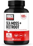 FORCE FACTOR Irish Sea Moss + Beet Root Supplement to Support Immunity, Circulation, Natural Energy, Heart Health, with Antioxidants, Non-GMO, Vegan-Friendly, Soy-Free, 120 Vegetable Capsules