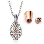 Jovivi Ashes Keepsake Urn Necklace Cremation Jewellery Women, Stainless Steel Memorial Hollow Heart Teardrop Ash Hair Locket Pendant Chain,w/Funnel Kit