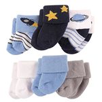 Luvable Friends Baby Girls' Newborn Socks Set, Space, 0-3 Months (Pack of 6)